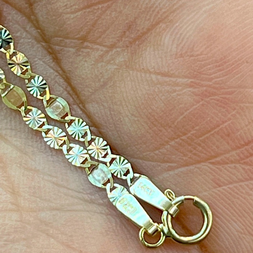 18” Tricolor Flat Chain 14k Italian Solid Gold